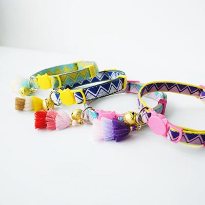 China High Quality Charm Stocked 2021 Fabric Pet Collars Detached Cat Collar With Bell for sale