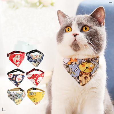 China Hot Sale 20 Designs Japanese Pet Bandana Canvas Small Stocked Dog Cat Scarf Bandana Pet for sale