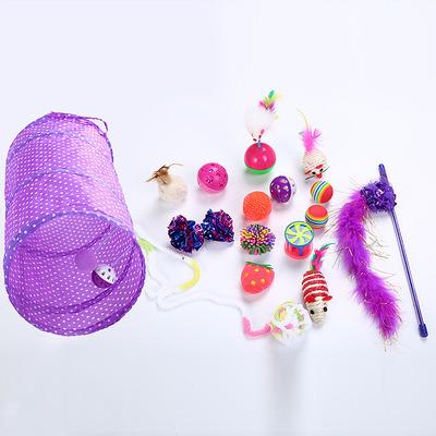 China Viable Hot Amazon Pet Cat Toy Set Interactive Cat Teaser Tunnel Puzzle Toy For Cat for sale