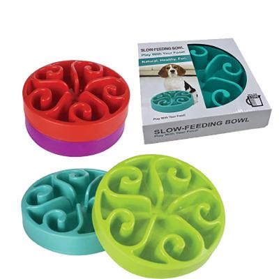 China Stored Non-slip Eco-Friendly Plastic Pet Supplies Driver Dog Food Slow Bowl for sale