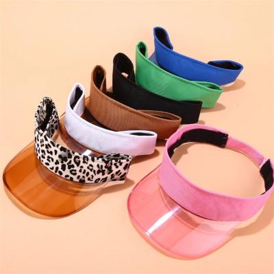 China Headband Anti UV Casual Sports Visor Bike Sun Hat Transparent Candy Color for sale