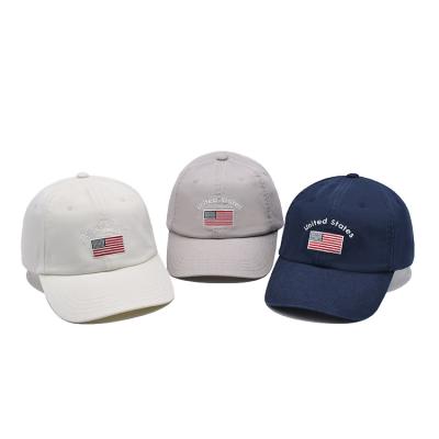 China Custom American Flag Embroidered Baseball Caps 6 Panel Casual Baseball Cap Factory for sale