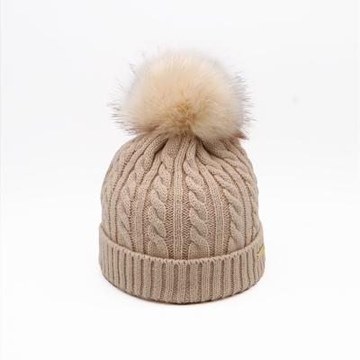 China Beanie Hats Fur Pom voor van de de Hoeden Vrouwelijke Draai van de Vrouwenwinter Manier Gebreide het Patroonkappen Te koop