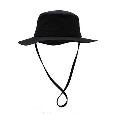 China Unique design cotton fishing cap bucket hat string black waterproof fashionable bucket hat with drawstring for sale