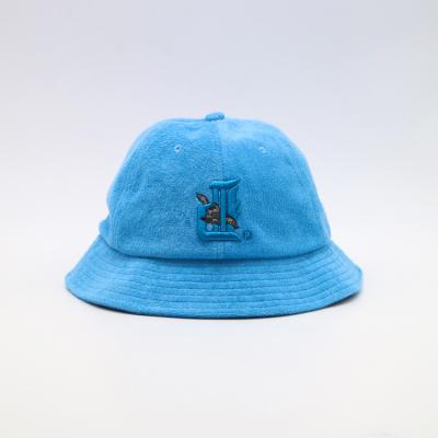 China Custom Terry Cloth  Bucket Hat Wide Brim Casual and Fashionable Style Custom 3D Embroidery Logo for sale