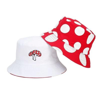 China 2025 Cotton Cartoon Mushroom Print Bucket Hat Fisherman Hat Outdoor Travel Sun Cap for Men and Women for sale