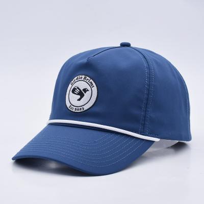 China Wholesale Blue Rope Baseball Cap Custom Structured Embroidery Logo 5 Panel Golf Hats Gorras à venda