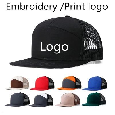 China Custom Logo 7 Panels Cap Wholesale Mesh Trucker Hats for sale