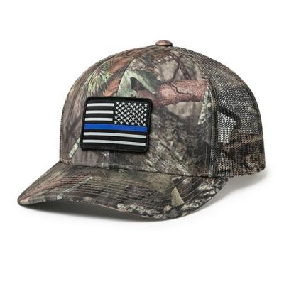 China Plain Camo Trucker Hat Mesh Back with embroidery patch, Unisex Mesh Trucker Cap for sale