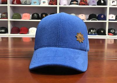 Cina Hot sale Customize velvet 6panel  blue rubber patch baseball caps hats in vendita