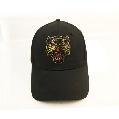 China Hebilla animal del metal del negro de la gorra de béisbol del negro del diamante artificial del modelo de ACE BSCI/de la gorra de béisbol del satén en venta