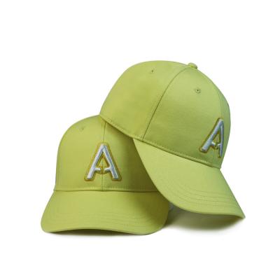 China Green Polyester 6 Panel Baseball Cap Flat Visor / Cotton Golf Caps for sale