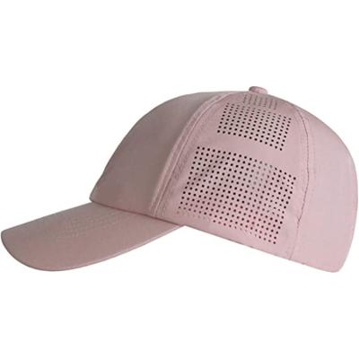 China 100% Polyester Printed Baseball Caps Curve Brim Laser Cut Hole Perforated Sport Hip Hop for sale