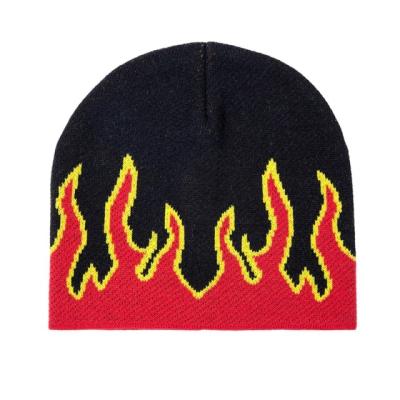 China Mode-Feuer-Entwurf stricken Beanie Hats Woven Label Character-Art zu verkaufen