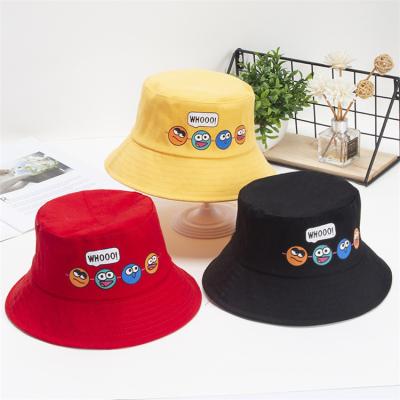 China Cartoon Cute Boy Girl Cotton Bucket Hats Wide Brim Sun Protection Beach Hats for sale