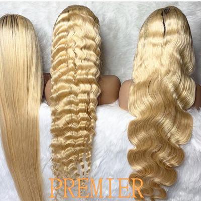 China Transparent Lace Straight 26 Inch 613 Straight Curly Remy Virgin Hair Lace Front Wigs Blonde Color for sale