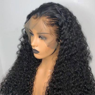 China Populared Curly 22 Inches 250% Density Human Remy Hair Curly Glueless Good Quality Lace Front Wigs for sale