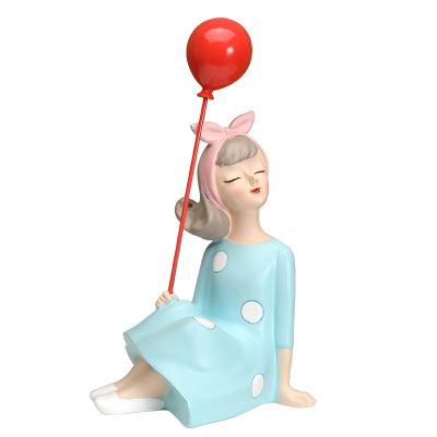 China As Shown Modern Style Cartoon Balloon Girl Home Accessories Wedding Gift Resin Decoration for sale