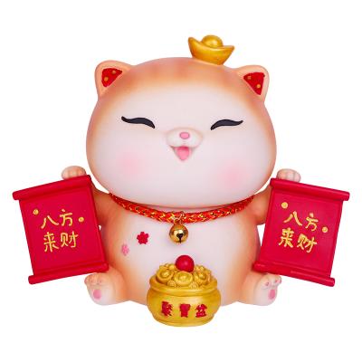 China Hot-selling Lucky Cat Piggy Bank Resin Decoration as shown opens big Cat Piggy Bank for sale