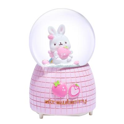 China As Shown Bunny Crystal Ball Snowflake Ball Music Box Gift Boy Girl Gift Strawberry Crystal Ball for sale