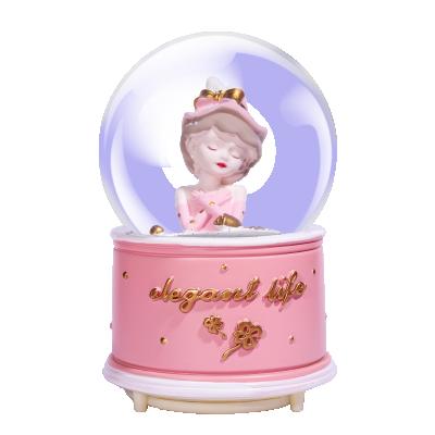 China Christmas Glass Wholesale Gifts Girl Crystal Ball Music Box Mini Ball Nordic Crystal Can Be Customized for sale