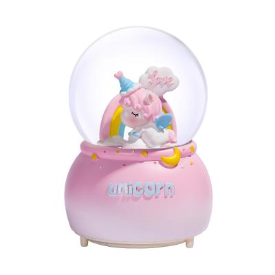 China Wholesale Crystal Glass Ball Unicorn Crystal Ball Music Box Mini Christmas Gift for sale