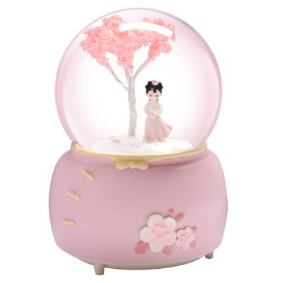 China As Christmas Shown Music Box Crystal Ball Han Clothing Girl Transparent Crystal Ball for sale