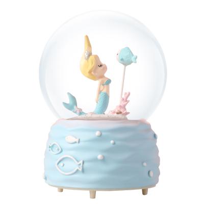 China As Christmas Shown Music Box Crystal Ball Mermaid Love Transparent Crystal Ball for sale