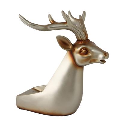 China As Shown Modern Light Luxury Christmas Of Living Room Decorations Housewarming Gifts Nordic Deer Heads Wine Rack Decorations for sale