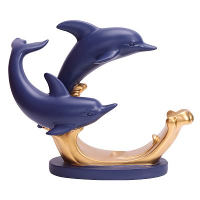 China Creative Cartoon Living Room Dining Table Wine Cabinet Decoration Dolphin Wine Rack Resin Ornaments for sale