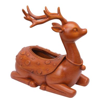 China As Shown Net Luxury Red Light Style Home Living Room Coffee Table Expensive Decoration Deer Tissue Box Desktop Ornaments for sale