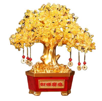 China China office store wine cabinet opening gift lucky citrine tree decoration for sale