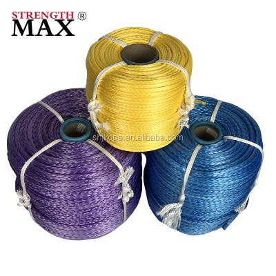 China (JINLI ROPE) 8-Strand, 12-strand or UV resistant double braided synthetic uhmwpe (HMPE) rope used in winch, marine, towing and slings for sale