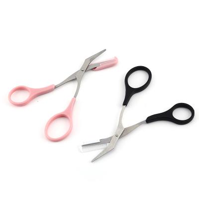 China Stainless Steel Eyebrow Shaping Scissors Cut Comb Hair Remover With Comb Beauty Tool for sale