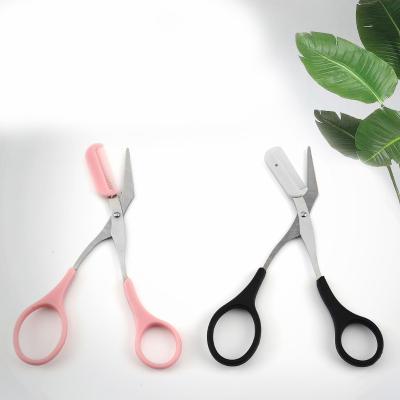 China Stainless Steel Eyebrow Shaping Scissors Cut Comb Hair Remover With Comb Beauty Tool for sale