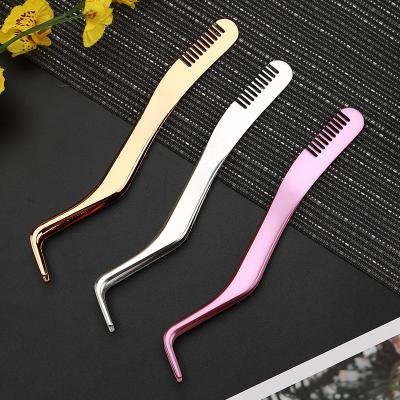 China Popular Wholesale Stainless Steel Beauty Tools Private Label Pink Eyebrow Tweezers Paint Eyebrow Clip for sale