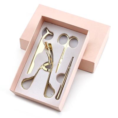 China Popular 4 Pcs in Gift Box Makeup Tools Stainless Steel False Eyelash Scissors Eyebrow Scissors and Eyelash Tweezers for sale