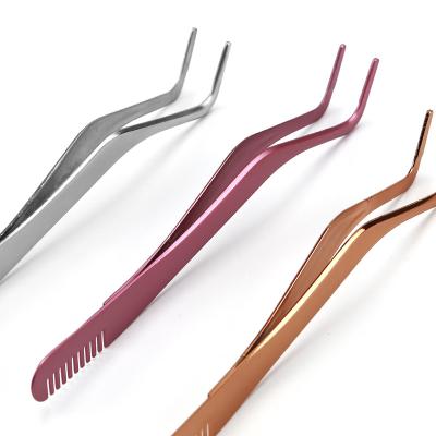 China Popular Wholesale Stainless Steel Beauty Tools Private Label Pink Eyebrow Tweezers Paint Eyebrow Clip for sale