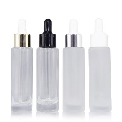 China 30ml Cosmetic Frosted Glass Essential Oil Bottle 1oz Cosmetic Glass Dropper Bottles For Essence Serum for sale