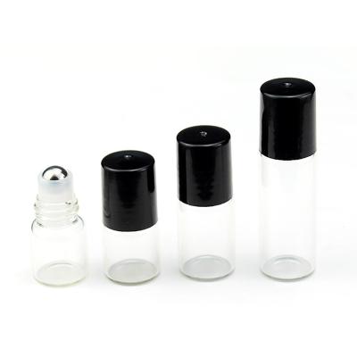 China Cosmetic Refillable Glass Bottle 1ml Empty 2ml 3ml 5ml Mini Vial Essential Oil Perfume Roll On Bottle With Roller Ball for sale