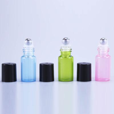 China Cosmetic Glass Bottle 1ml Empty 2ml 3ml Mini Vials Perfumes Colorful Rollerball Roll On Bottle For Essential Oil, Lip Balm for sale