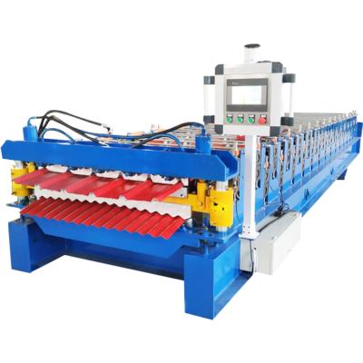 China High quality 5V hotels/trapezoidal IBR/corrugated double sheet metal deck roll forming machine double layer roof making machine for sale