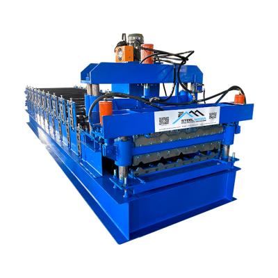 China Hotels Good Prices Deck Layer 800 Double Glazed Tile 840 IBR Trapezoidal Metal Backer Plate Iron Sheet Roll Forming Machine for sale