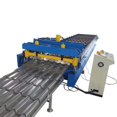 China Hotels Factory Customized Nigeria Top Selling Glazed Metal Roof Metcopo Tile Roll Forming Machine Building Material Machinery for sale