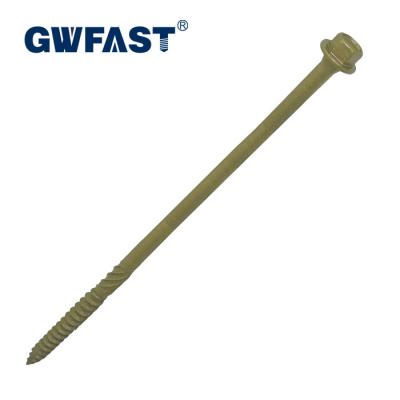 China Fastening in Timber 6.5 X 150mm 200mm Flange Landscaping Timber Screws Structural Lag Screw Brown Landscape Wood Screw for sale