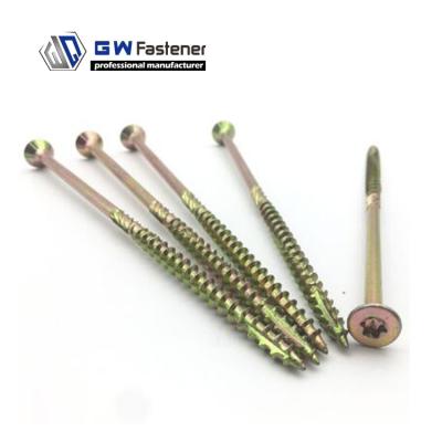 China Countersunk Yellow Type 17 Double Torx Countersunk Yellow Chipboard Screw Zinc Wood Screws General Purpose Screw for sale