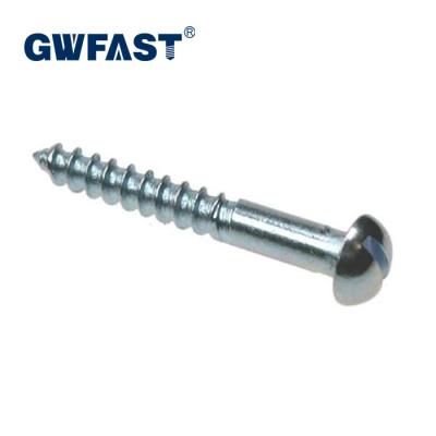 China Flat Countersunk GW Factory Round Slotted Wood Screw Zinc Log Screw Zinc Slotted Log Screw for sale