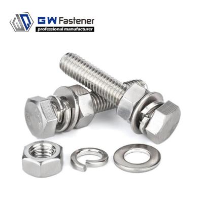 China Stainless Steel Bolt Nuts Washers A2 A4 Hex Bolt Nut Washer 316 SS 304 SS Bolts And Nuts for sale