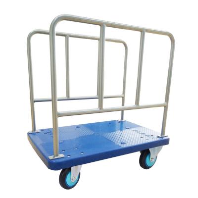 China Uni-silent mid-size platform panel trolley hand truck with double push flatbed PLA300T-BH rail for sale