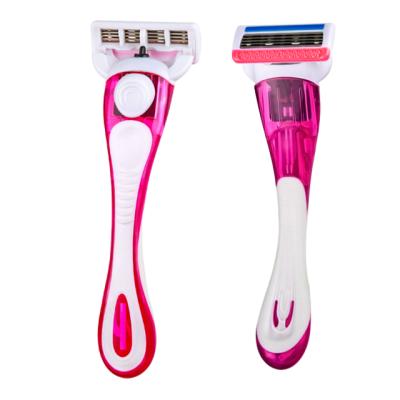 China Five Blade Five 5 Blade Shaving Razor With Stainless Steel System Razor Blade Women's Razor Blister OEM Card for sale